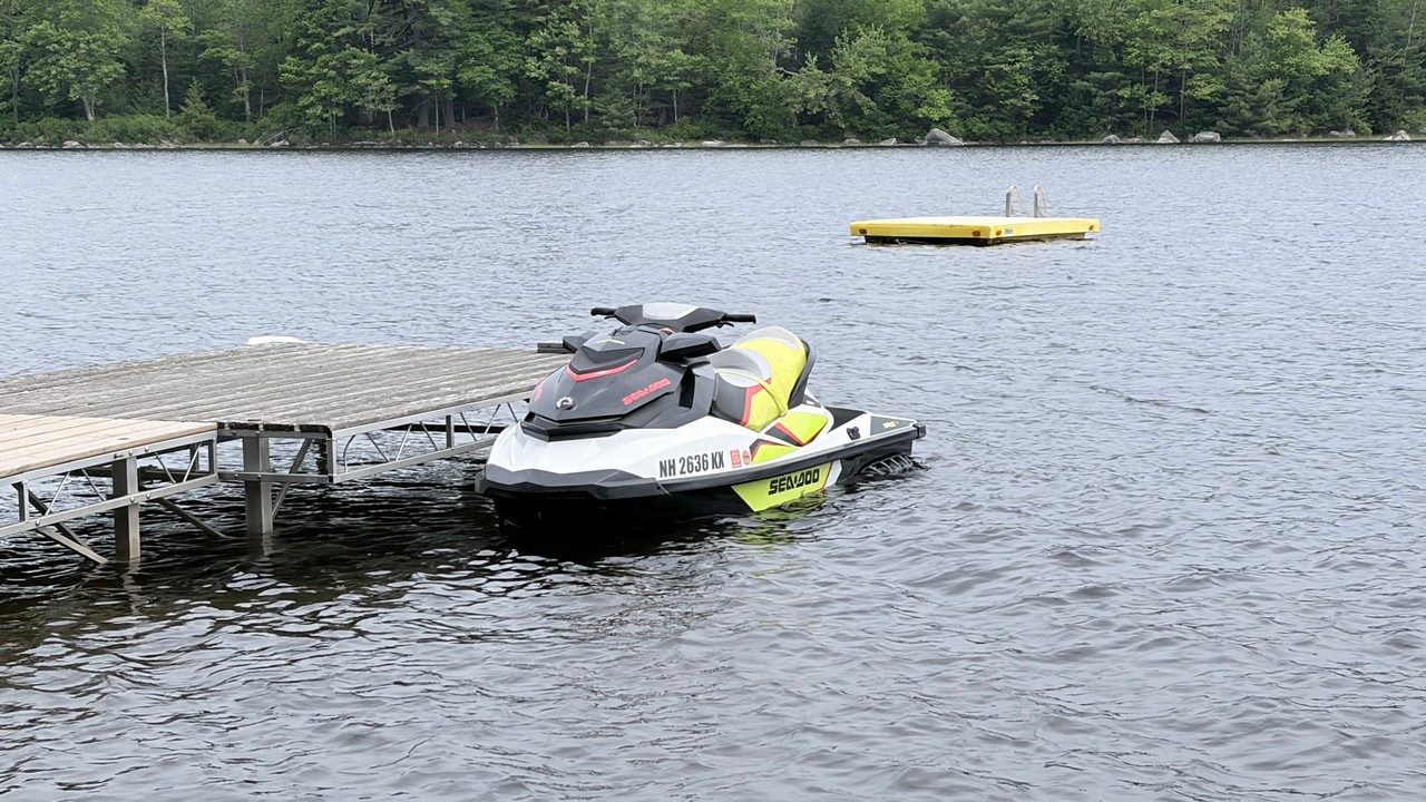 Sea-Doo jet ski docked at a New Hampshire lake